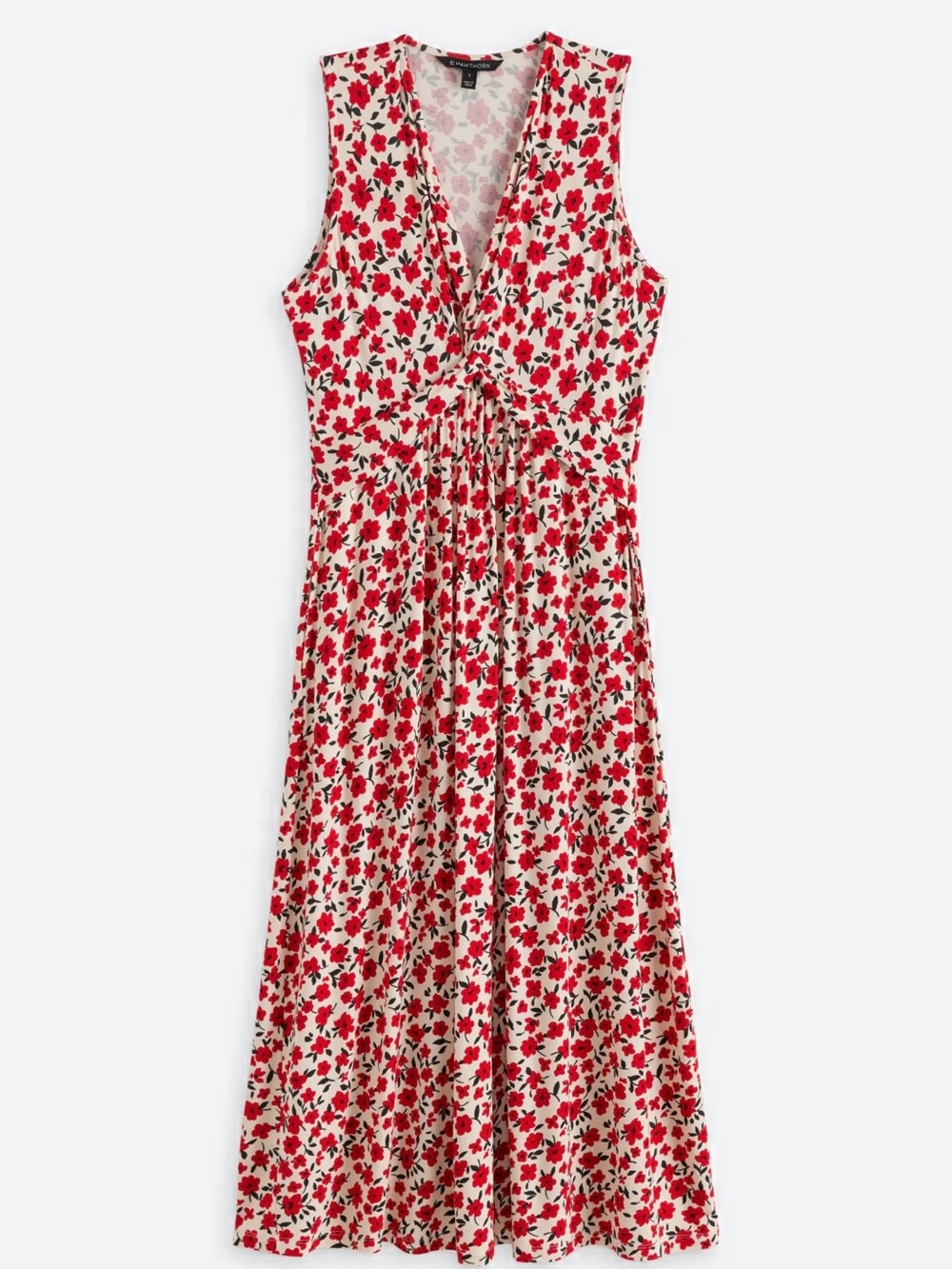 Market & Spruce Red Floral V-Neck Maxi Dress on Cream